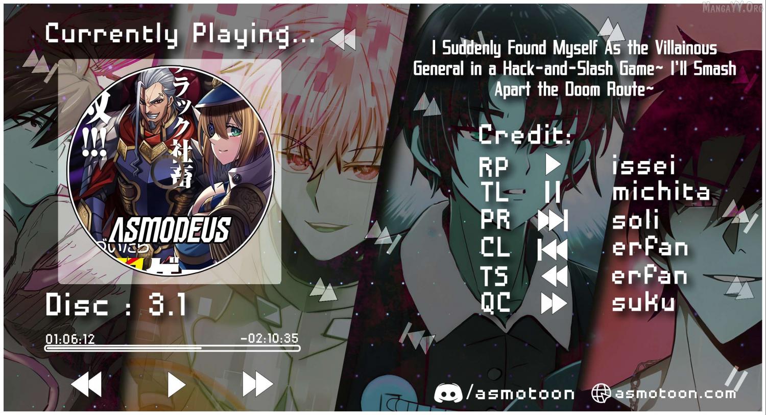 I Suddenly Found Myself as the Villainous General in a hack-and-slash Game~ I'll Smash Apart the Doom Route~ - Chapter 3.1 - Page 1